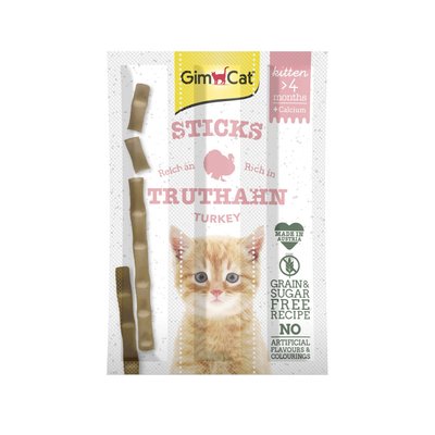 Ласощі для кошенят GimCat Sticks Kitten з індичкою 3 шт 4002064420448 фото