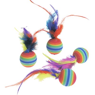 Іграшка для котів Flamingo Rainbow Ball, набір 4 шт х 3 см 5400274528623 фото