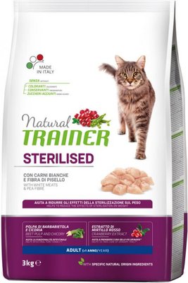 Корм Trainer Natural Super Adult Sterilised with fresh White Meats сухий з білим м'ясом для стерилізованих котів 3 кг 8059149029764 фото