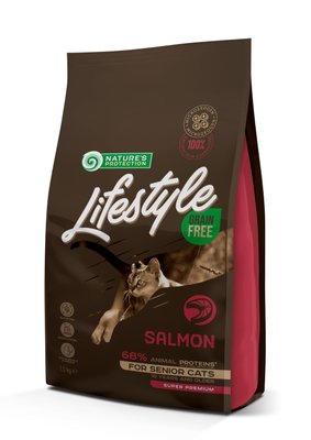 Корм Nature's Protection Lifestyle Grain Free Salmon Senior Cat сухий з лососем для літніх котів 1.5 кг NPLS45956 фото