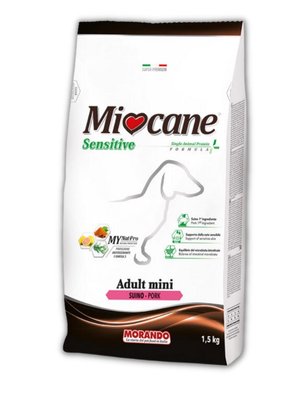 Корм Morando Miocane Mini Sensitive Pork Monoprotein сухий зі свининою для дорослих собак малих порід 1.5 кг 8007520080385 фото