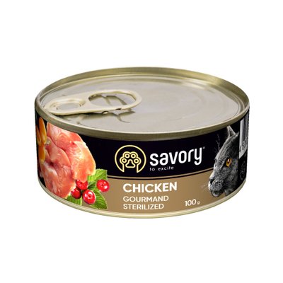 Корм Savory Cat Adult Sterilized Chicken влажный с курицей для стерилизованных котов 100 гр 4820232630747 фото