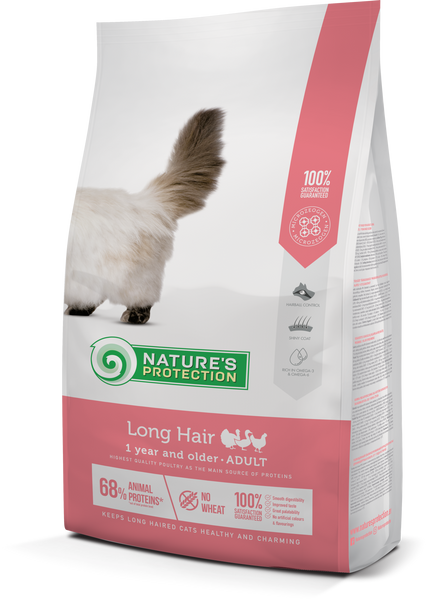 Корм Nature's Protection Long hair сухий для довгошерстих котів 7 кг NPS45762 фото