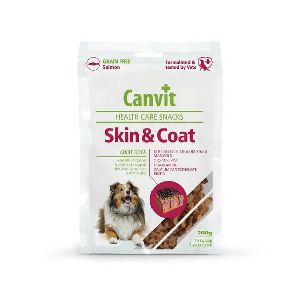 Ласощі для здоров'я шкіри та вовни у собак Canvit Skin & Coat з лососем 200 гр 8595602508778 фото
