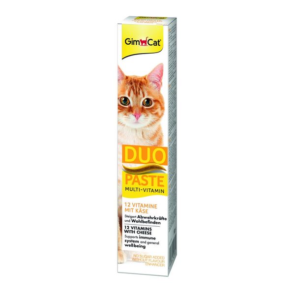 GimCat DUO PASTE Multi-vitamin 12 vitamins with cheese 12 вітамінізована паста для котів із сиром 50 мл 4002064421841 фото