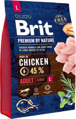 Корм Brit Premium Dog Adult L сухий з куркою для собак великих порід 3 кг 8595602526444 фото