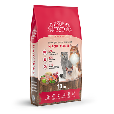 Корм Home Food «М'ясне асорті» сухий для дорослих котів 10 кг 4828333101000 фото