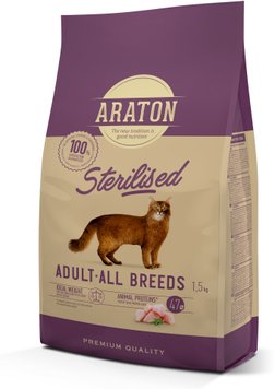 ARATON STERILISED Adult All Breeds сухий корм для стерилізованих котів 1.5 кг 390 грн фото