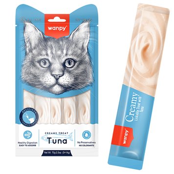 Wanpy Creamy Lickable Treats Tuna рідкі ласощі для котів з тунцем 5 х 14 гр 59 грн фото