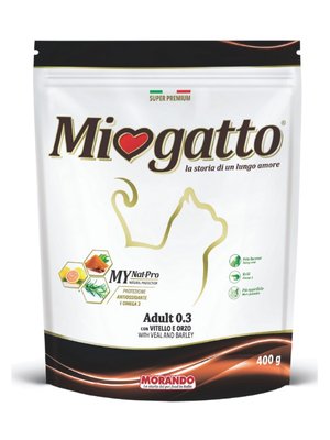 Корм Morando Miogatto Adult Veal and Barley сухий з яловичиною для дорослих котів 0.4 кг 8007520086028 фото