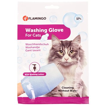 Flamingo Washing Glove Cat варежка-салфетка для ухода за шерстью кошек без воды 5400274897583 фото