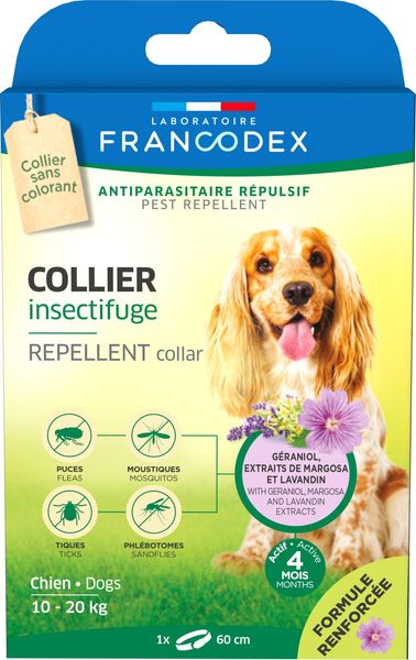 Francodex Repellent Collar ошейник от блох и клещей для собак весом 10-20 кг, 60 см 3283021754832 фото