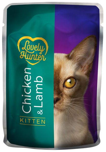 Lovely Hunter Kitten with Chicken and Lamb вологий корм з куркою та ягнятком для кошенят 85 гр LHU45472 фото