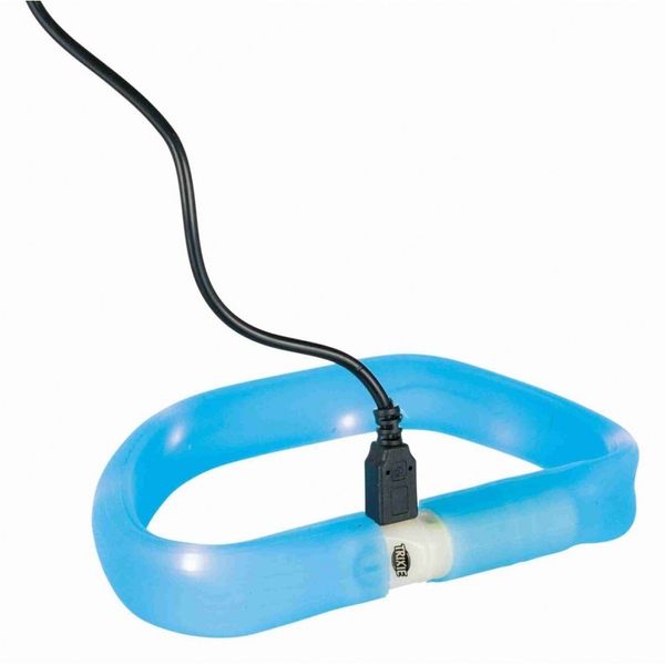 Trixie Flash Light Wide Ring USB нашийник для собак, що світиться, синій, 50 см 4053032126718 фото