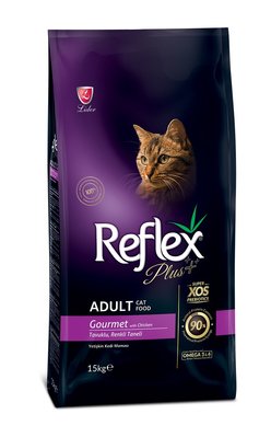 Корм Reflex Plus Cat Adult Gourmet Chicken сухий з куркою для дорослих котів 15 кг RFX-405 фото
