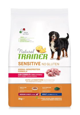 Корм Natural Trainer Dog Sensitive No Gluten Adult Medium&Maxi With Rabbit сухий монопротеїновий з кроликом для дорослих собак середніх та великих порід 3 кг 8059149428192 фото