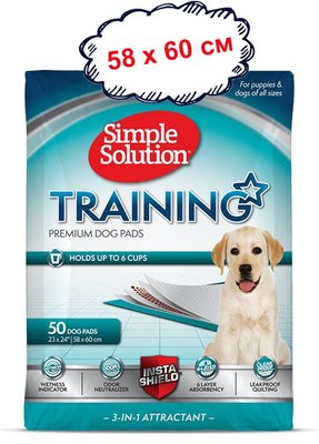 Пеленки Simple Solution Training Premium Dog Pads для собак 58 х 60 см 50 шт 0010279134016 фото