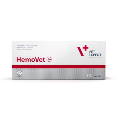 Добавка VetExpert HemoVet із залізом для собак з анемією 60 табл 5902768346282 фото