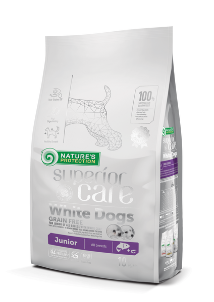 Nature's Protection Superior Care White Dogs GF Junior All Breeds сухой корм для щенят с белым окрасом шерсти 10 кг NPSC45672 фото