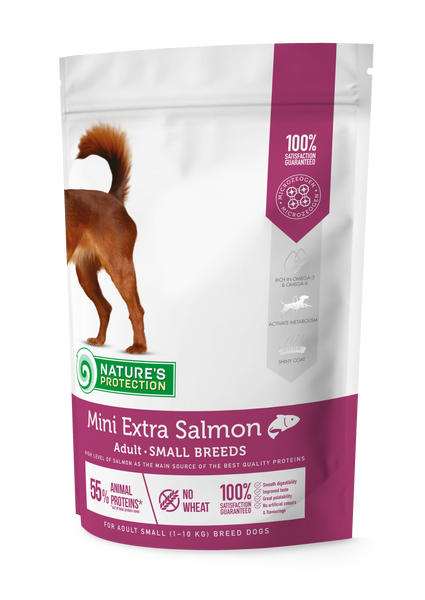 Nature's Protection Mini Extra Salmon Adult Small Breeds сухий корм з лососем для дорослих собак малих порід 0.5 кг NPS45736 фото