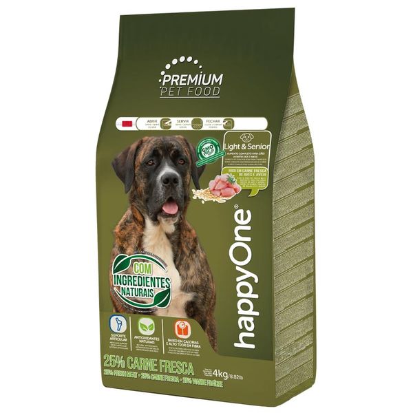 Happy One Premium Dog Light&Senior Fresh Meat сухий корм для малоактивних та літніх собак усіх порід 4 кг 5600760440945 фото