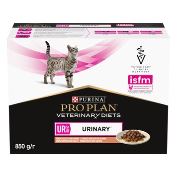 Purina Veterinary Diets UR Urinary вологий корм для котів з сечокам'яною хворобою з лососем 85 гр х 10 шт 8445290093851 фото