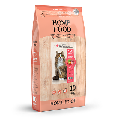 Корм Home Food «Hairball Control» сухий для виведення шерсті зі шлунка дорослих котів 10 кг 4820235020620 фото