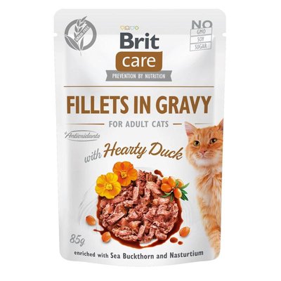 Корм Brit Care Cat Fillets In Gravy Duck вологий з качкою для дорослих котів 85 гр 8595602540518 фото