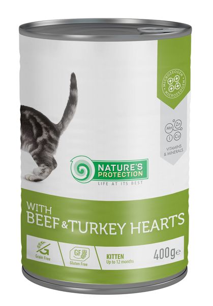 Nature's Protection Kitten with Beef & Turkey hearts вологий корм з яловичиною та індичими серцями для кошенят 400 гр KIK45610 фото