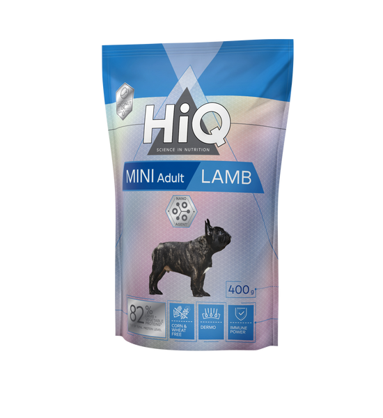 HiQ Mini Adult Lamb сухой корм с ягнятиной для взрослых собак малых пород 400 гр HIQ46468 фото