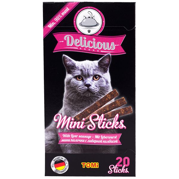 Tomi Delicious Mini Sticks Liver Sausage ласощі для котів зі смаком печінки 40 гр 4003024490730 фото