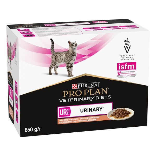 Purina Veterinary Diets UR Urinary вологий корм для котів з сечокам'яною хворобою з лососем 85 гр х 10 шт 8445290093851 фото