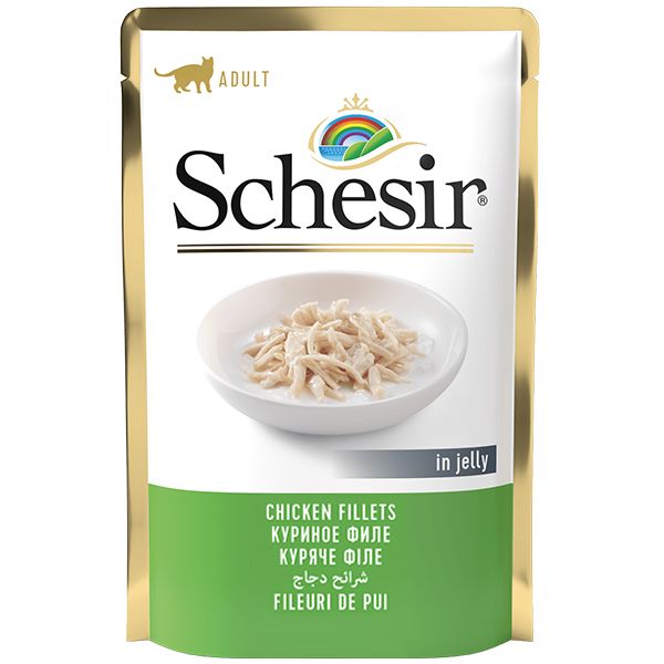 Schesir Chicken Fillets вологий корм для котів з куркою у желе 85 гр 8005852171023 фото