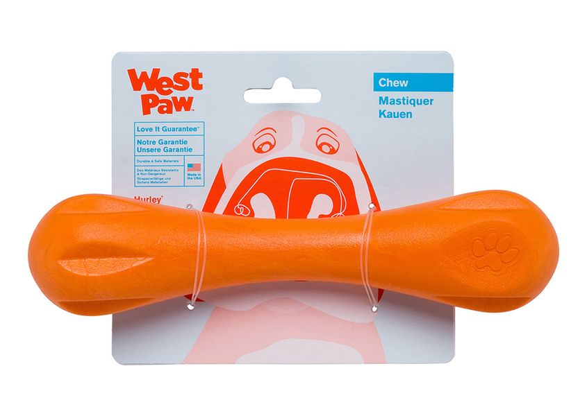 West Paw Hurley Dog Bone игрушка для собак оранжевая, 21 см 0747473621102 фото