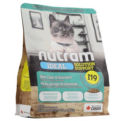 Корм Nutram I19 Ideal Support Sensitive Skin, Coat & Stomach Cat сухий для дорослих котів з чутливим травленням та проблемами шкіри 0.34 кг 067714980011 фото