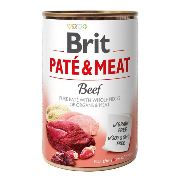 Brit Pate & Meat Dog Beef влажный корм с говядиной для взрослых собак 400 гр 8595602530274 фото