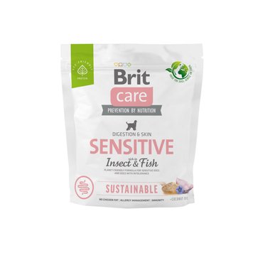 Brit Care Sustainable Sensitive Insect and Fish сухой корм с рыбой и белком насекомых для взрослых собак с чувствительной кожей 1 кг 8595602559213 фото