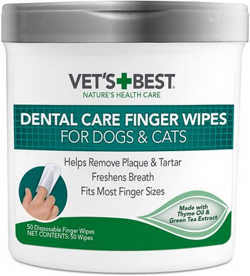 Серветки для догляду за ротовою порожниною собак та котів Vet's Best Dental Care Finger Wipes 50 шт 0031658000012 фото
