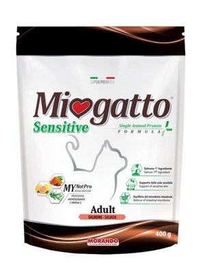 Корм Morando Miogatto Sensitive Salmon Monoprotein сухий з лососем для дорослих котів 0.4 кг 8007520086394 фото