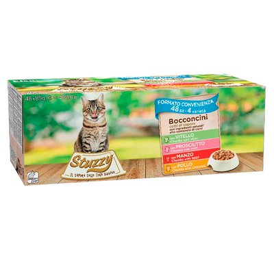 Набір вологого корму Stuzzy Cat Multipack з телятиною, шинкою, яловичиною та куркою для дорослих котів 48 шт * 85 гр 8005852543974 фото