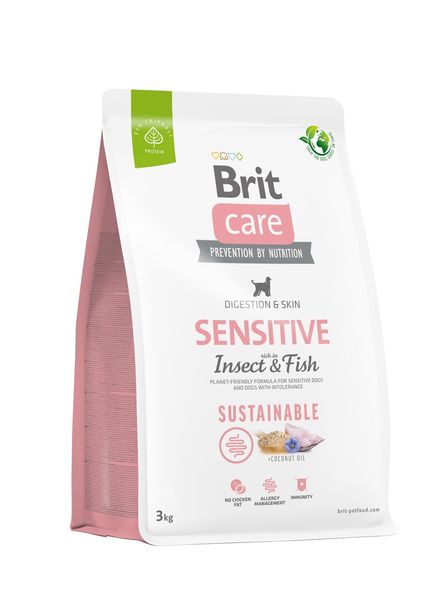 Brit Care Sustainable Sensitive Insect and Fish сухой корм с рыбой и белком насекомых для взрослых собак с чувствительной кожей 3 кг 8595602559206 фото