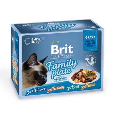 Набір вологого корму Brit Premium "Сімейна тарілка" у соусі 12 шт. 8595602519422 фото