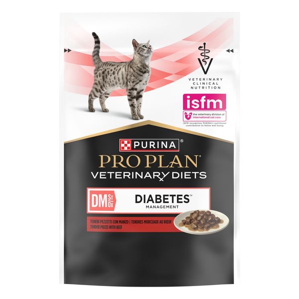 Purina Veterinary Diets DM Diabetes влажный корм для кошек с диабетом с говядиной 85 гр х 10 шт 8445290093523 фото