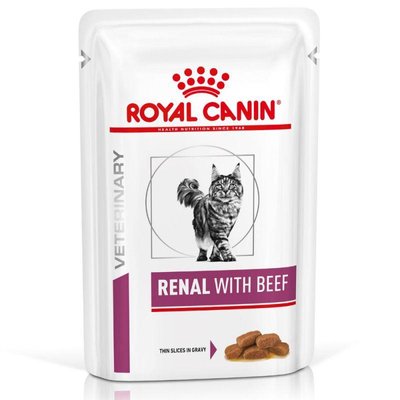 Корм Royal Canin Renal Feline Beef Pouches вологий для котів із захворюваннями нирок 85 гр 9003579027547 фото