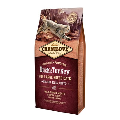 Корм Carnilove Cat Duck & Turkey Large Breed сухий з качкою та індичкою для котів великих порід 6 кг 8595602512751 фото