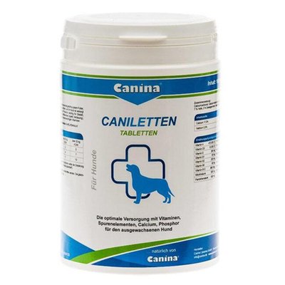 Вітаміни Canina Caniletten з мінералами для дорослих собак 500 табл 4027565120314 фото