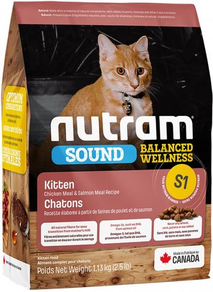 Nutram S1 Sound Balanced Wellness Kitten сухий корм для кошенят 1.13 кг 067714102703 фото