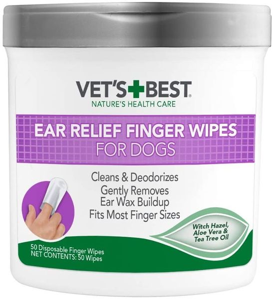 Vet`s Best Ear Relief Finger Wipes серветки для чищення вух у собак, 50 шт 0031658000005 фото