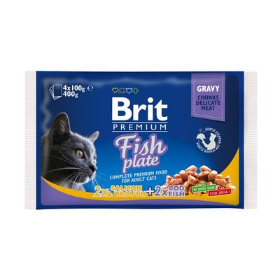 Набір вологого корму Brit Premium "Рибна тарілка" у соусі 4 шт. 8595602506248 фото