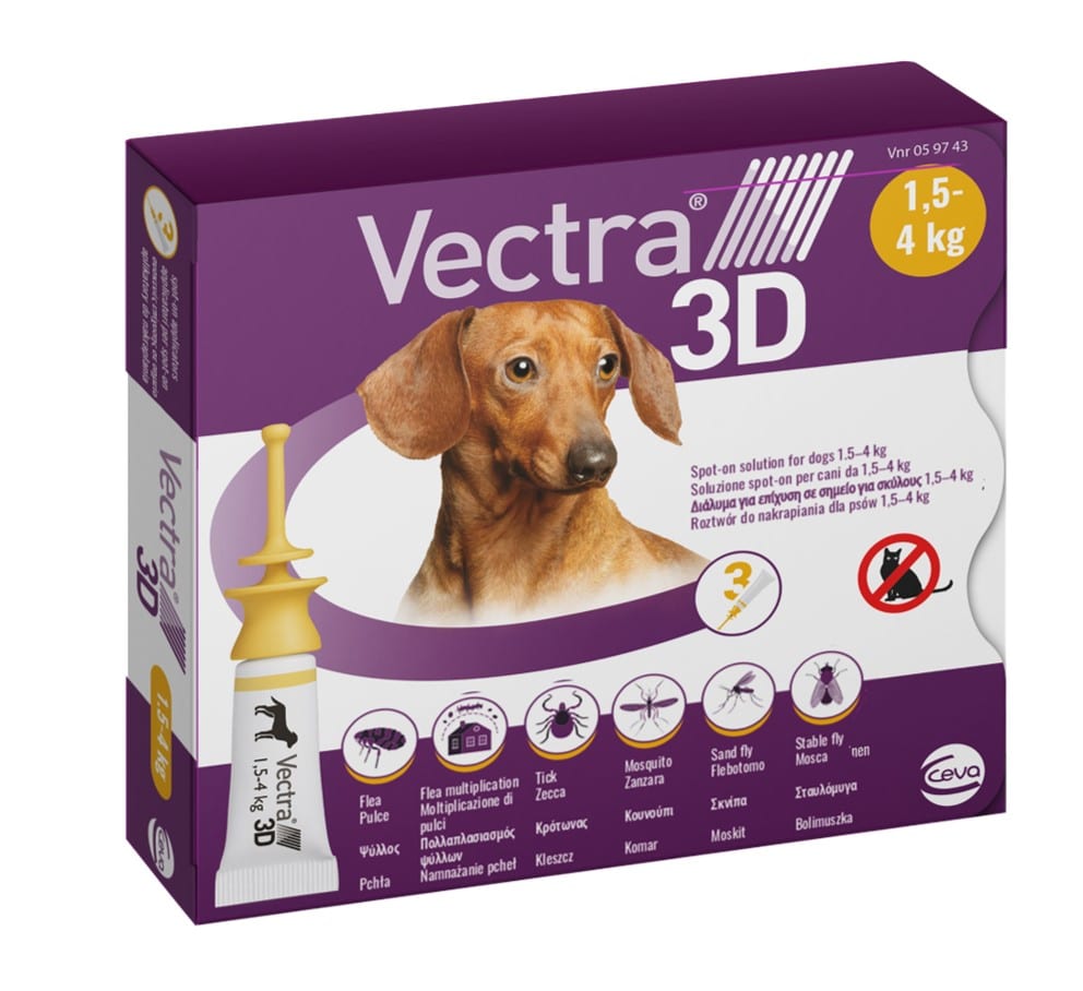 Фото - Прочее для собак Ceva Краплі від бліх та кліщів  Vectra 3D для собак вагою від 1,5 до 4 кг 